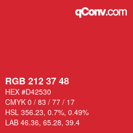 Color code: RGB 212 37 48 | qconv.com