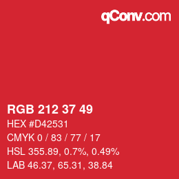 Color code: RGB 212 37 49 | qconv.com