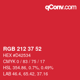 Color code: RGB 212 37 52 | qconv.com