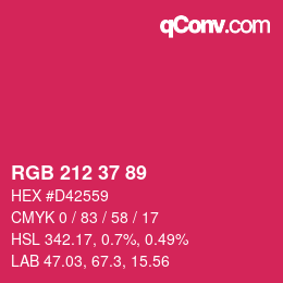 Color code: RGB 212 37 89 | qconv.com