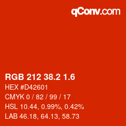 カラーコード: RGB 212 38.2 1.6 | qconv.com