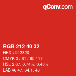 Color code: RGB 212 40 32 | qconv.com