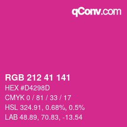 カラーコード: RGB 212 41 141 | qconv.com