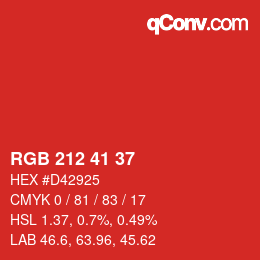 Color code: RGB 212 41 37 | qconv.com