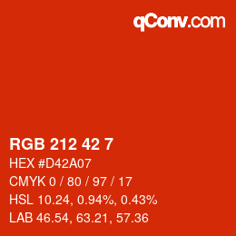 カラーコード: RGB 212 42 7 | qconv.com