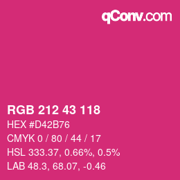 颜色代码: RGB 212 43 118 | qconv.com