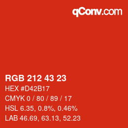 Color code: RGB 212 43 23 | qconv.com