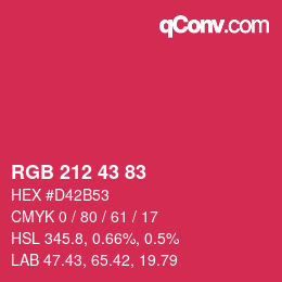 颜色代码: RGB 212 43 83 | qconv.com