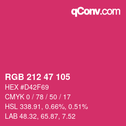 カラーコード: RGB 212 47 105 | qconv.com