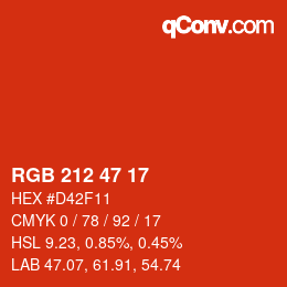 Color code: RGB 212 47 17 | qconv.com