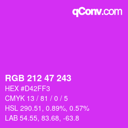 Color code: RGB 212 47 243 | qconv.com