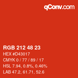 Color code: RGB 212 48 23 | qconv.com