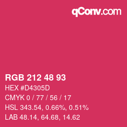 颜色代码: RGB 212 48 93 | qconv.com