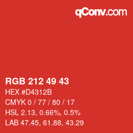 Código de color: RGB 212 49 43 | qconv.com