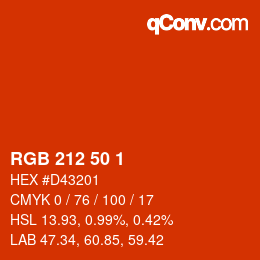 Color code: RGB 212 50 1 | qconv.com