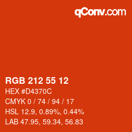 Código de color: RGB 212 55 12 | qconv.com