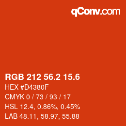 カラーコード: RGB 212 56.2 15.6 | qconv.com