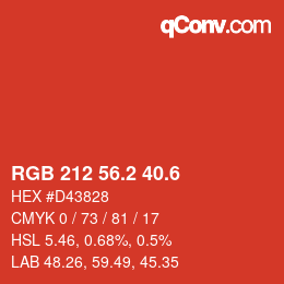 カラーコード: RGB 212 56.2 40.6 | qconv.com