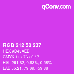 Color code: RGB 212 58 237 | qconv.com