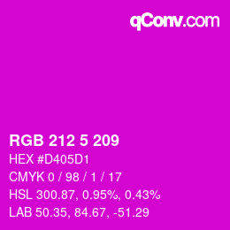 Color code: RGB 212 5 209 | qconv.com