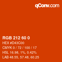 Color code: RGB 212 60 0 | qconv.com