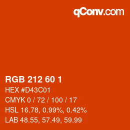 Color code: RGB 212 60 1 | qconv.com