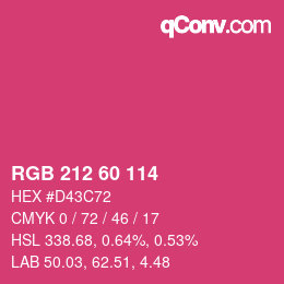 颜色代码: RGB 212 60 114 | qconv.com