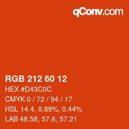 颜色代码: RGB 212 60 12 | qconv.com