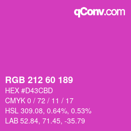 カラーコード: RGB 212 60 189 | qconv.com