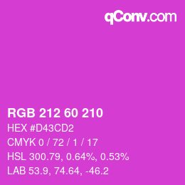 颜色代码: RGB 212 60 210 | qconv.com