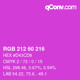 颜色代码: RGB 212 60 216 | qconv.com