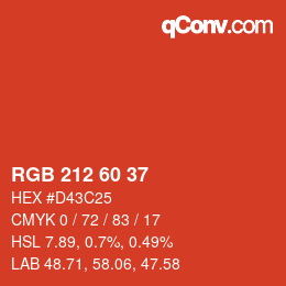 カラーコード: RGB 212 60 37 | qconv.com
