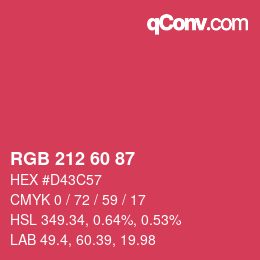 カラーコード: RGB 212 60 87 | qconv.com