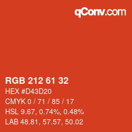 Color code: RGB 212 61 32 | qconv.com