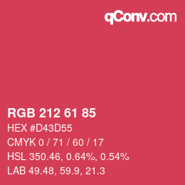 颜色代码: RGB 212 61 85 | qconv.com