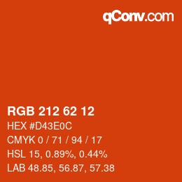 Color code: RGB 212 62 12 | qconv.com