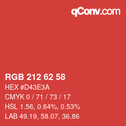 颜色代码: RGB 212 62 58 | qconv.com