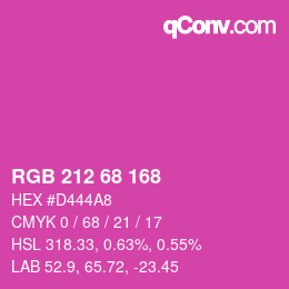 カラーコード: RGB 212 68 168 | qconv.com
