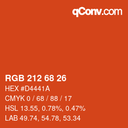 Color code: RGB 212 68 26 | qconv.com