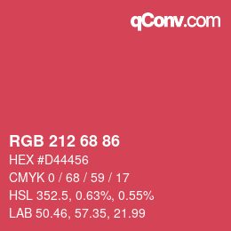 Color code: RGB 212 68 86 | qconv.com