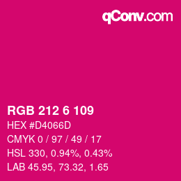 カラーコード: RGB 212 6 109 | qconv.com