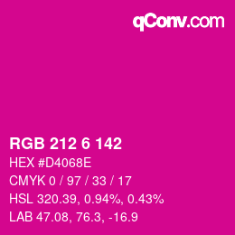 カラーコード: RGB 212 6 142 | qconv.com