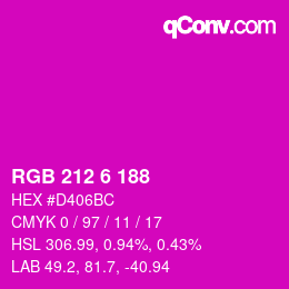 Color code: RGB 212 6 188 | qconv.com