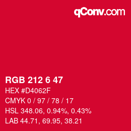 Color code: RGB 212 6 47 | qconv.com