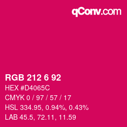 カラーコード: RGB 212 6 92 | qconv.com