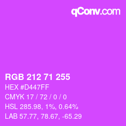 Color code: RGB 212 71 255 | qconv.com