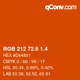 カラーコード: RGB 212 72.8 1.4 | qconv.com