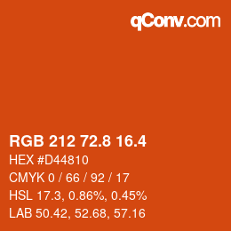 カラーコード: RGB 212 72.8 16.4 | qconv.com