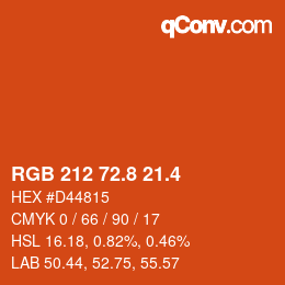 カラーコード: RGB 212 72.8 21.4 | qconv.com