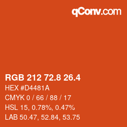 カラーコード: RGB 212 72.8 26.4 | qconv.com